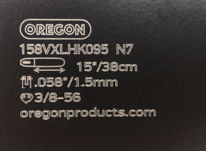 Oznaczenia na prowadnicy Oregon 158VXLHK095